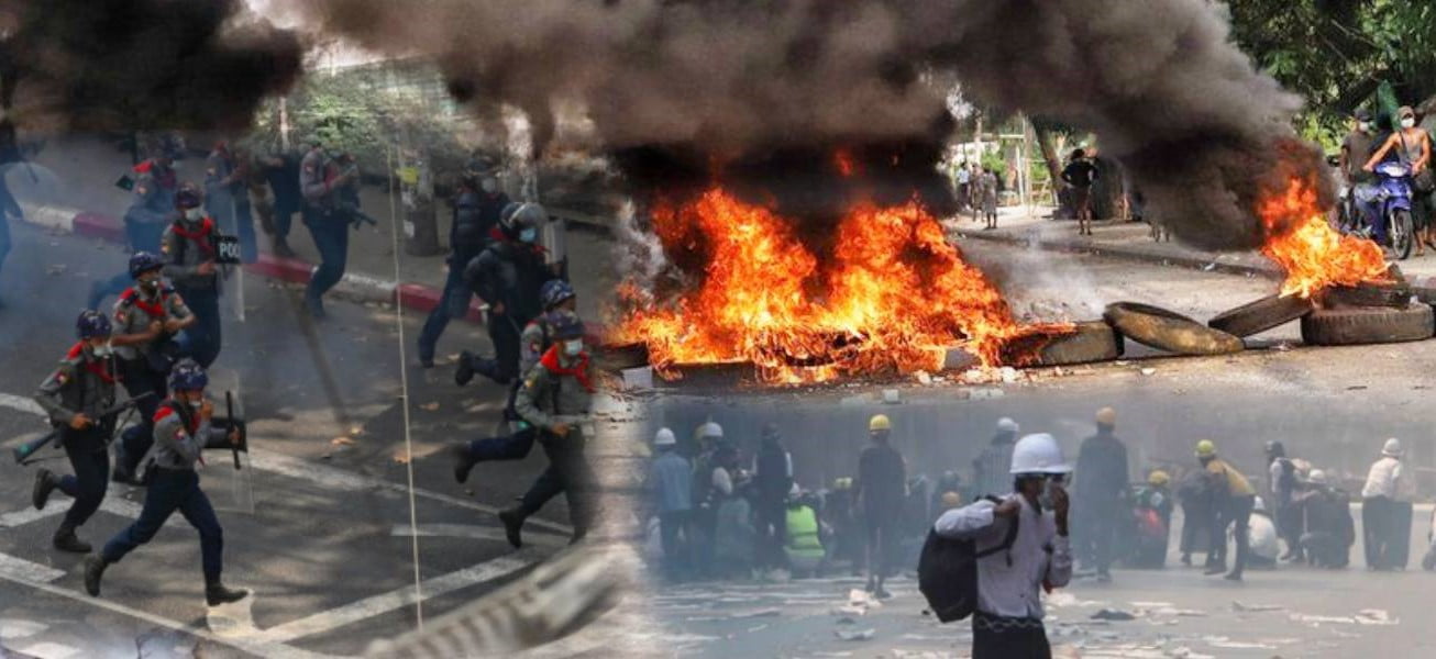 මියන්මාරයේ තත්වය තව තවත් දරුණු අතට – ඊයේ ජීවිත 38ක් වෙඩි උණ්ඩ වලට බිලි වේ..